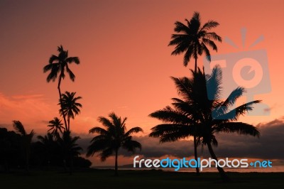 Hawaiian Sunset Stock Photo