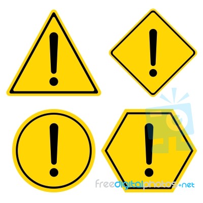 Hazard Warning Sign. Triangle Hexagon Square And Circle Symbol Isolated On White Background Stock Image