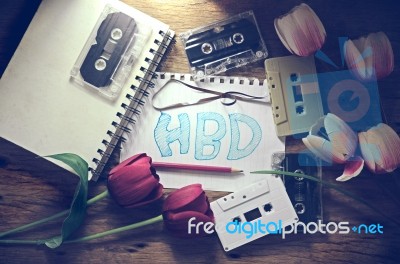 Hbd Text Background Stock Photo