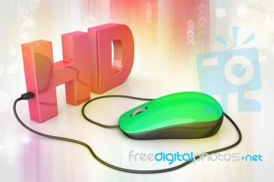 Hd Text Connected With Computer Mouse Stock Image