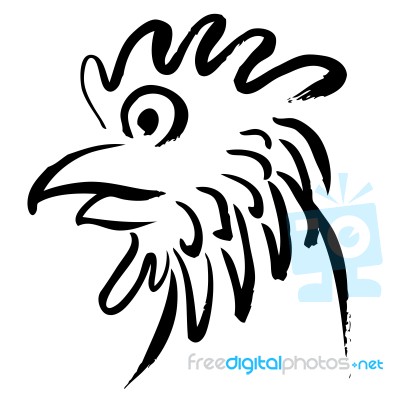 Head Of Chicken Hand Drawn Stock Image