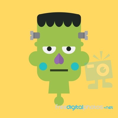 Head Of Green Zombie Stock Image