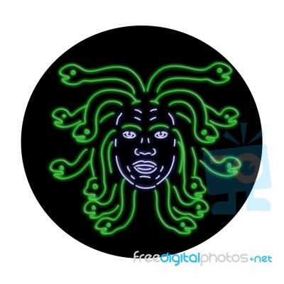 Head Of Medusa Oval Neon Sign Stock Image