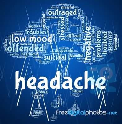 Headache Word Represents Cephalalgia Headaches And Wordcloud Stock Image