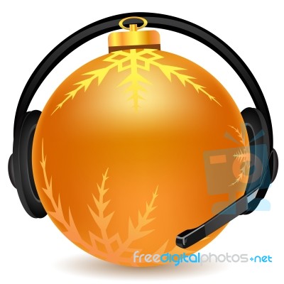 Headphone With Christmas Ball Stock Image