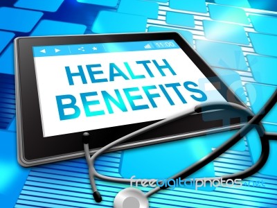 Health Benefits Represents Medical Perks 3d Illustration Stock Image