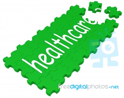 Health Care Puzzle Shows Medical Care Stock Image