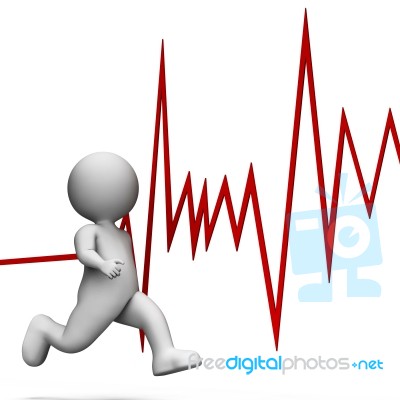 Health Heartbeat Represents Wellness Sprint And Render 3d Render… Stock Image