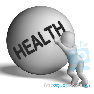 Health Uphill Character Shows Healthy Medical Wellbeing Stock Image