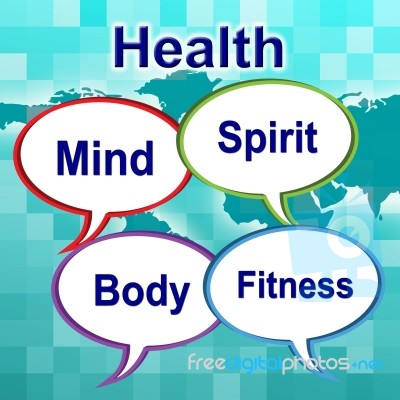 Health Words Indicates Well Healthcare And Wellness Stock Image