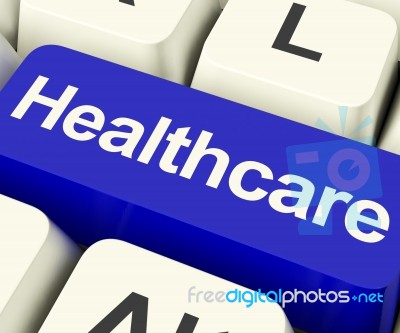 Healthcare Key In Blue Stock Image