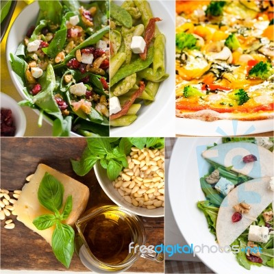 Healthy And Tasty Italian Food Collage Stock Photo