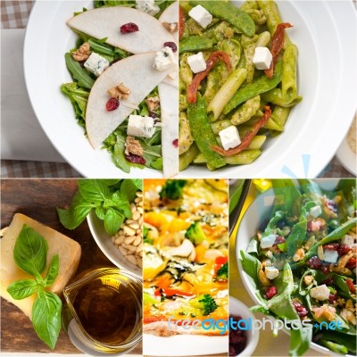 Healthy And Tasty Italian Food Collage Stock Photo