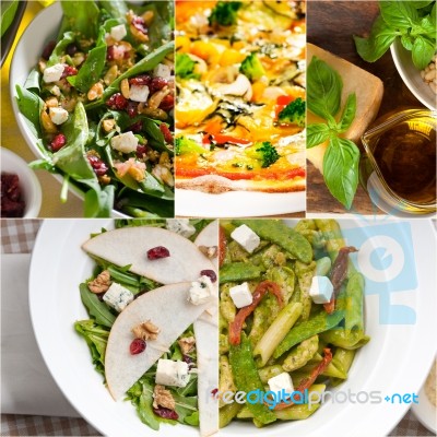 Healthy And Tasty Italian Food Collage Stock Photo