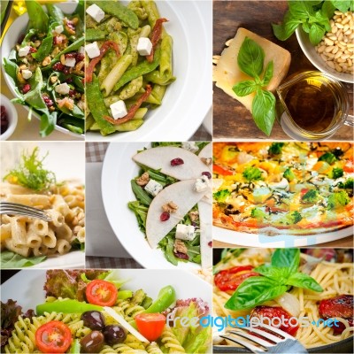 Healthy And Tasty Italian Food Collage Stock Photo