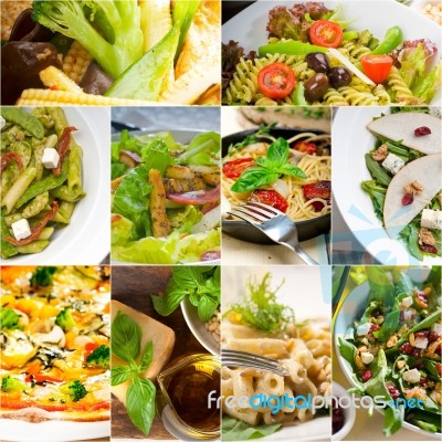 Healthy And Tasty Italian Food Collage Stock Photo