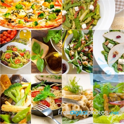 Healthy And Tasty Italian Food Collage Stock Photo