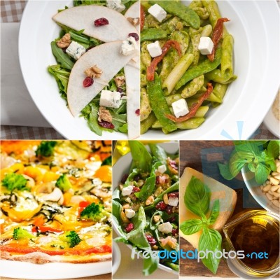 Healthy And Tasty Italian Food Collage Stock Photo