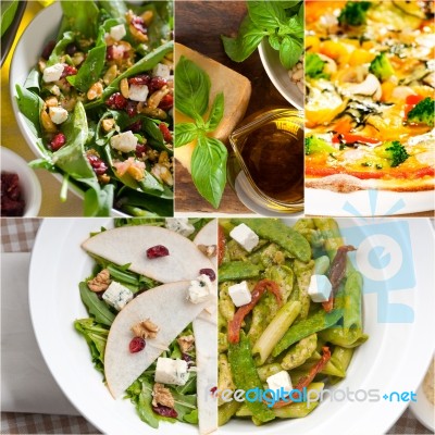 Healthy And Tasty Italian Food Collage Stock Photo