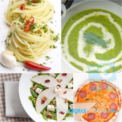 Healthy And Tasty Italian Food Collage Stock Photo