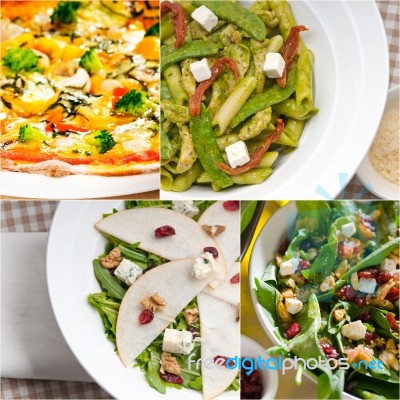 Healthy And Tasty Italian Food Collage Stock Photo