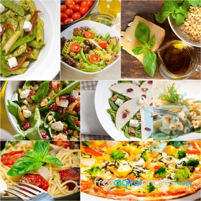 Healthy And Tasty Italian Food Collage Stock Photo