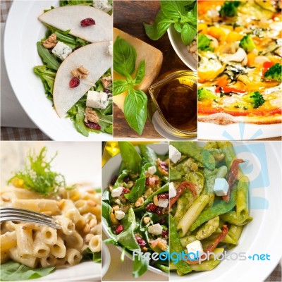 Healthy And Tasty Italian Food Collage Stock Photo