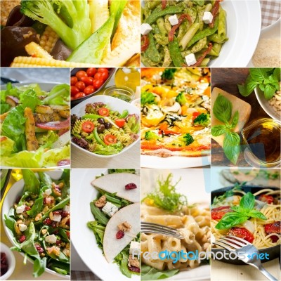 Healthy And Tasty Italian Food Collage Stock Photo