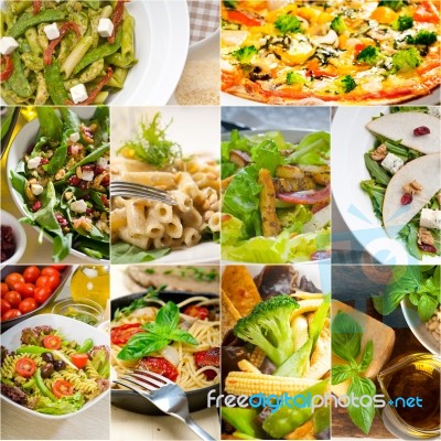 Healthy And Tasty Italian Food Collage Stock Photo