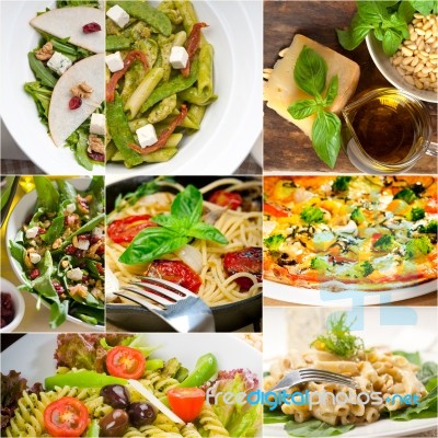 Healthy And Tasty Italian Food Collage Stock Photo