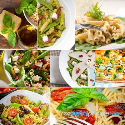 Healthy And Tasty Italian Food Collage Stock Photo