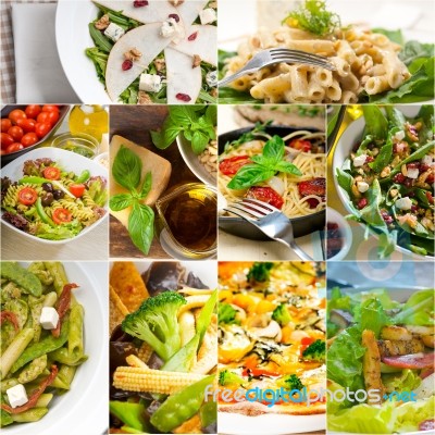 Healthy And Tasty Italian Food Collage Stock Photo