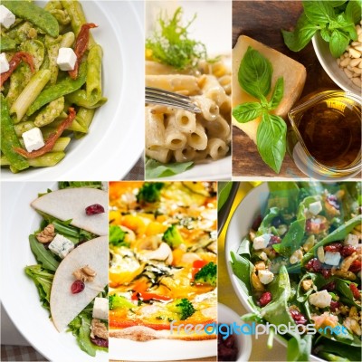 Healthy And Tasty Italian Food Collage Stock Photo