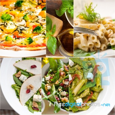 Healthy And Tasty Italian Food Collage Stock Photo