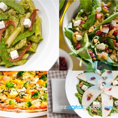 Healthy And Tasty Italian Food Collage Stock Photo