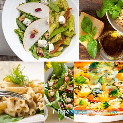 Healthy And Tasty Italian Food Collage Stock Photo