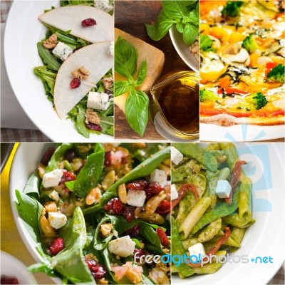 Healthy And Tasty Italian Food Collage Stock Photo