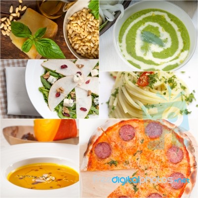 Healthy And Tasty Italian Food Collage Stock Photo