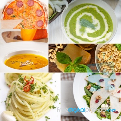 Healthy And Tasty Italian Food Collage Stock Photo