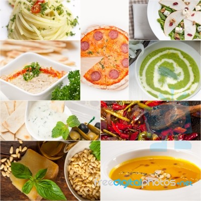 Healthy And Tasty Italian Food Collage Stock Photo