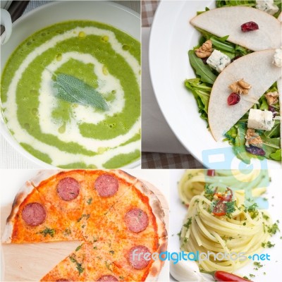 Healthy And Tasty Italian Food Collage Stock Photo