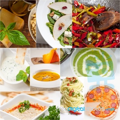 Healthy And Tasty Italian Food Collage Stock Photo