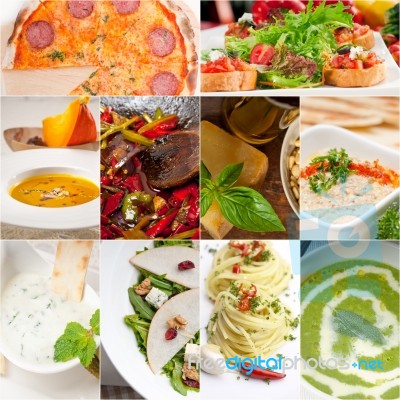 Healthy And Tasty Italian Food Collage Stock Photo