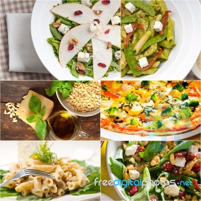 Healthy And Tasty Italian Food Collage Stock Photo