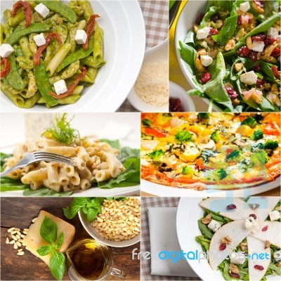 Healthy And Tasty Italian Food Collage Stock Photo