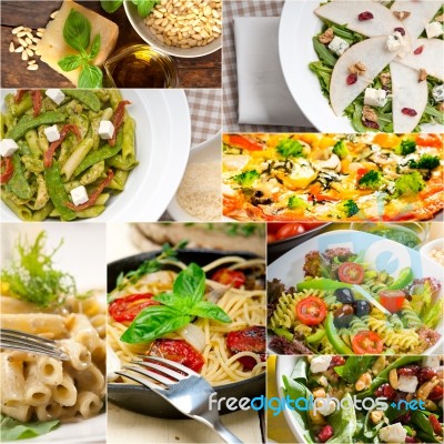 Healthy And Tasty Italian Food Collage Stock Photo