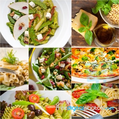 Healthy And Tasty Italian Food Collage Stock Photo