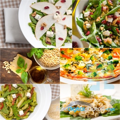 Healthy And Tasty Italian Food Collage Stock Photo