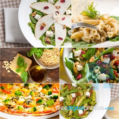 Healthy And Tasty Italian Food Collage Stock Photo