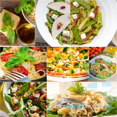 Healthy And Tasty Italian Food Collage Stock Photo